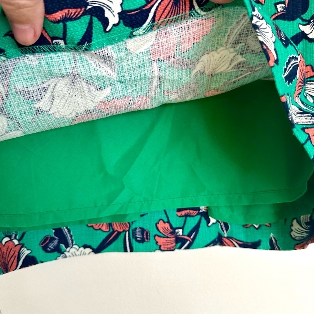 J. Crew Green Floral Basketweave Short Pencil Skirt Size 2 - Picture 2 of 10